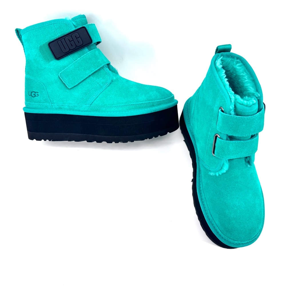 UGG Women's Teal Suede Platform Ankle Boots